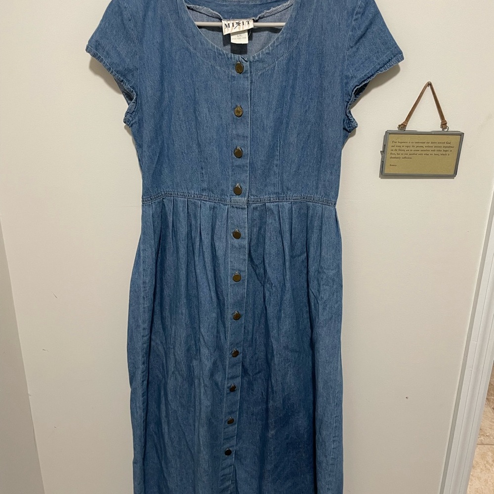 Vintage Blue Denim Button-Down Dress